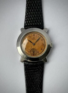 1939 Omega Steel cased copper dial watch with unique Art Deco X lugs 26.5 SOB T2 - Picture 1 of 14