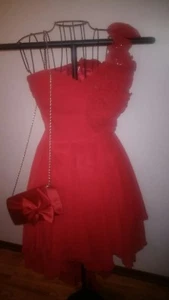 BEE DARLIN Women's Size 7 Formal Prom Red Dress W/ Free Purse! - Picture 1 of 11