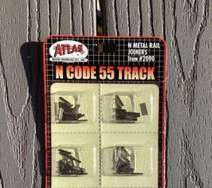 4 ATLAS 1/160 N SCALE CODE 55 METAL RAIL JOINERS 24 PIECES PER PACK # 2090 F/S - Picture 1 of 4