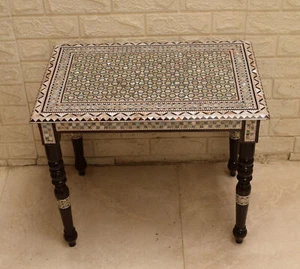 Handmade Morocco Table, Egyptian Mother of Pearl Inlaid Wood Side Coffee Table - Picture 1 of 10
