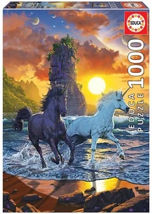 NEW Educa Jigsaw Puzzle 1000 Pieces 19025 Unicorns on the Beach - Foto 1 di 2