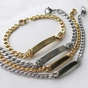 Custom Name ID Bracelet – Personalized Cuban Chain Stainless Steel or Gold Gift - Bild 1 von 6