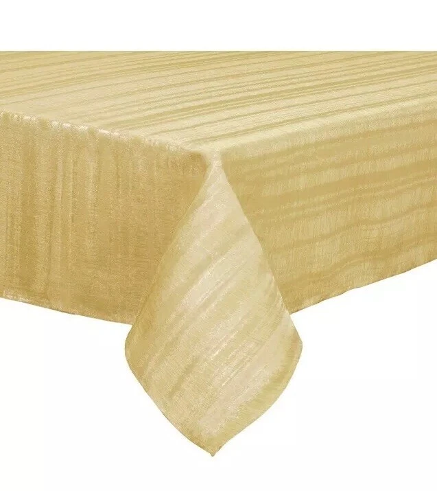 St. Nicholas Square Christmas Holiday Gold Stripe Fabric 60x84 Tablecloth Oblong - Image 1 of 1