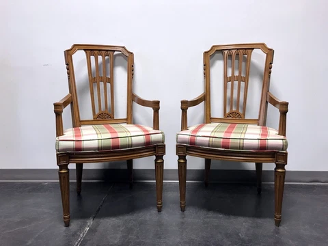 HENREDON Capri Mid Century Italian Neoclassical Dining Armchairs - Pair Cover