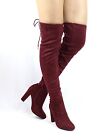 Bamboo Hiltop-20 Round Toe Over The Knee Thigh High Dress Chunky Heel Boots