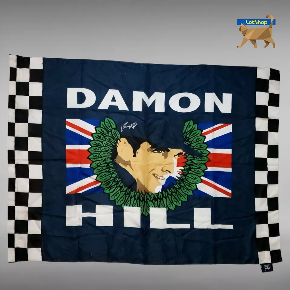 1996 Damon Hill Formula One Formula 1 F1 Racing 90s Nice Man Vintage Big Flag - Image 1 of 4