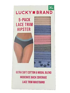 Paquete de 5 ropa interior para mujer LUCKY BRAND con ribete de encaje hipster, talla XL - Imagen 1 de 3