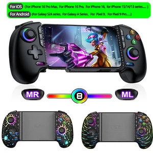 Hall Joystick Wireless Phone Mobile Gaming Controller for iOS/Android RGB light - Picture 1 of 12