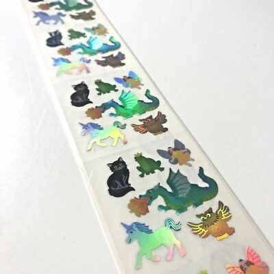 Vintage Sandylion Prismatic Stickers Mythical Unicorn Dragon Fairy Cat Frog Owl  - Image 1 of 4