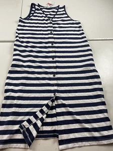 Old Navy Tank Dress Women Size Large Maxi Length Boho Blue Striped - Picture 1 of 13