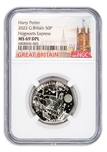 Moneda 2022 50p Gran Bretaña Harry Potter Hogwarts Express NGC MS69 - ¡EXCELENTE POP! - Imagen 1 de 3