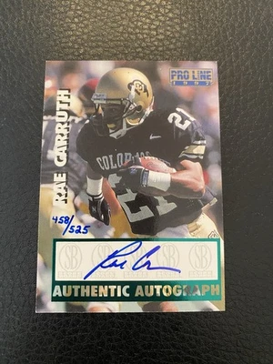 1997 Pro Line Emerald ON CARD Rae Carruth Rookie Auto 458/525 - Image 1 of 2