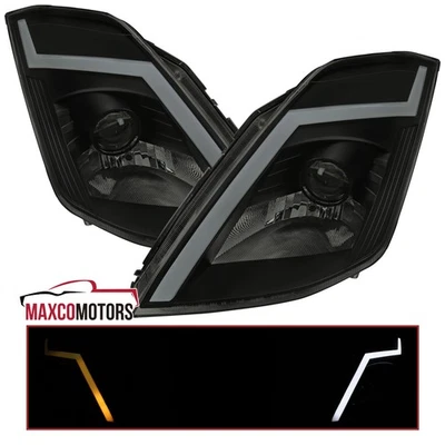 Black Smoke Projector Headlights Fits 2003-2005 350Z Z33 LED Switchback Headlamp - Image 1 of 4