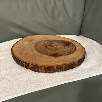 Crate & Barrel Acacia Wedge Server Footed Server Board 12 " Dia. - Image 1 of 4