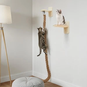Weysat Cat Tree with 2 x 59.1 Inch Climbing Rope Wall Mounted Cat Climbing To... - Picture 1 of 6