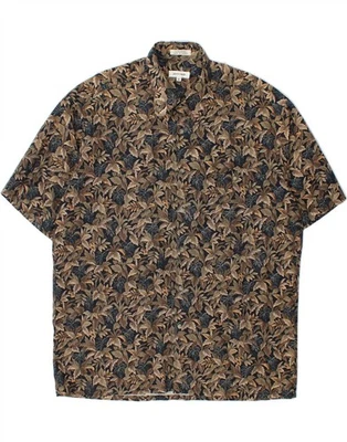PIERRE CARDIN Mens Short Sleeve Shirt XL Brown Floral Cotton DL40 - Image 1 of 3