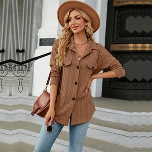 Nuevo Mujeres Abrigos de Invierno Informales Otoño Suelto Camisa Abrigo Abierto Frontal Botón Chaquetas - Imagen 1 de 21