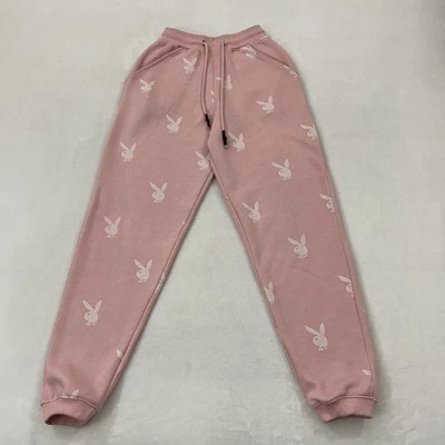 Playboy X Missguided Pink Bunny All Over Print Comfy Lounge Sweatpants Womens XS - Image 1 of 4