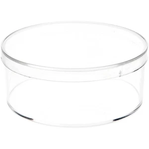 Contenedor de plástico redondo pequeño transparente Pioneer Plastics 015C, 3,3125" de ancho x 1,3125" de alto - Imagen 1 de 4