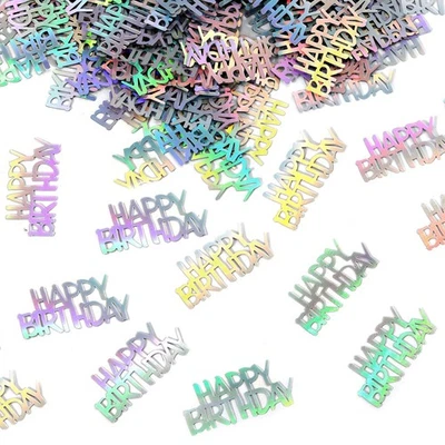 Iridescent Happy Birthday Confetti 300PCS Metallic Colorful Table Scatter Decor - Image 1 of 4