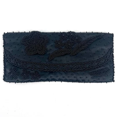 Stunning Vintage Beaded Black Clutch Bag Prom Wedding Ball Made in Hong Kong - Image 1 of 4