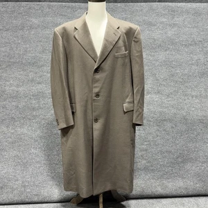 Vintage Hickey Freeman Overcoat Mens 48 Regular Brown 100% Wool Union Made USA - Picture 1 of 18