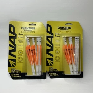 (2) NAP 3 Inch QUICKSPIN ARCHERY QUICKFLETCH Orange New In Packaging - Picture 1 of 3