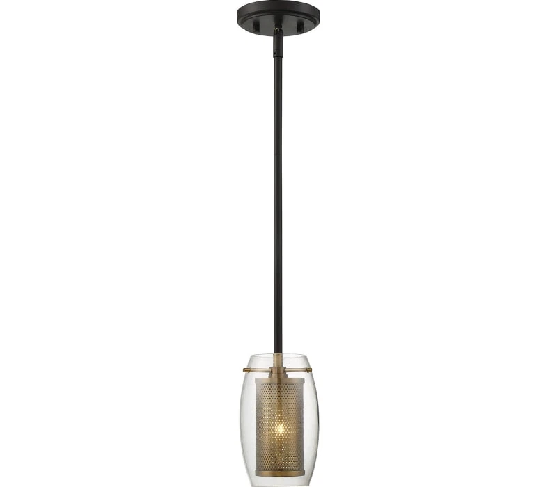 Savoy House Dunbar Pendant, 1-Light 60 Watts, Warm Brass w/ Bronze Accents - Image 1 of 1
