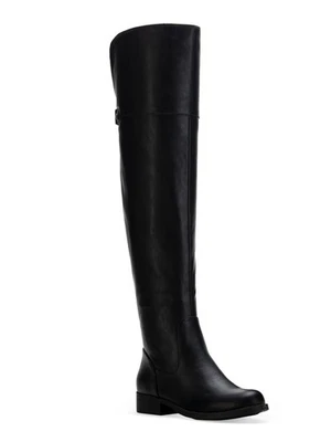 SUN STONE 女式黑色 Allicce 圆头粗跟靴 8 M WC — 第 1/4 张图片