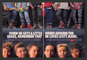 Levi's Abbigliamento Jeans Ragazzo Anni 80 Stampa Pubblicità (2 Pagine) 1988 - Foto 1 di 1