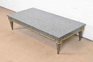 Maison Jansen Attributed French Regency Louis XVI Granite Top Coffee Table - Picture 1 of 11