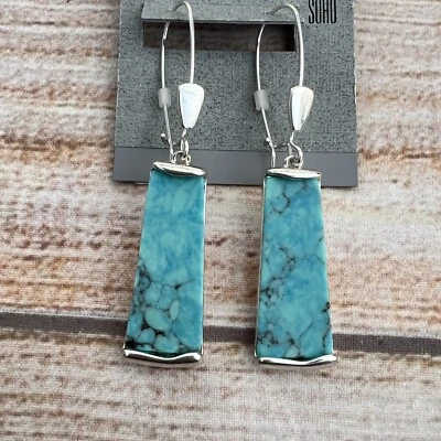 Robert Lee Morris "Mosaic" Semiprecious Turquoise Stone Long Drop Earrings - Image 1 of 4