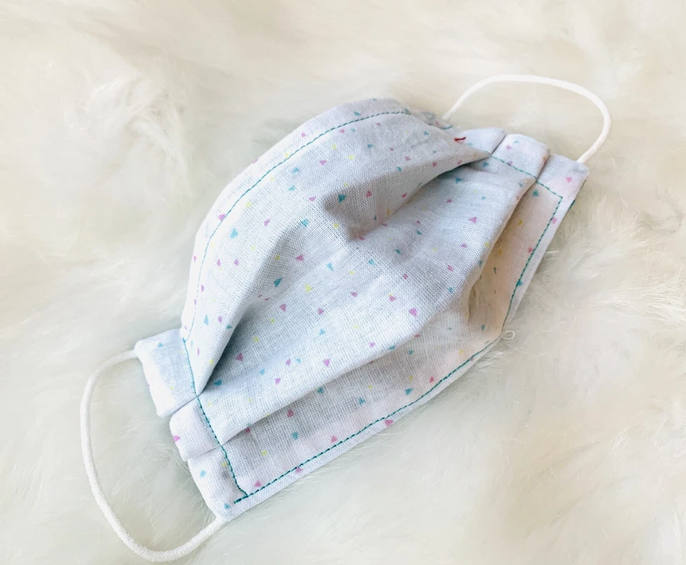 Face Mask Blue Pink Girl HandMade Washable Cotton Fabric Double Layer Kids - Image 1 of 1