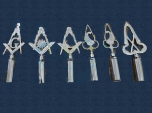 Masonic Regalia Pole Topper, BLUE LODGE RODS & TOPS Silver Set of 6 pieces - Picture 1 of 5