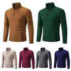Men's Half Turtleneck Bottom Shirt Pullover Jumper Sweater Sweatshirt Zip Neck L