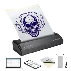 Wireless Tattoo Stencil Printer, Bluetooth Transfer Machine + 10 Transfer Papers - Picture 1 of 12