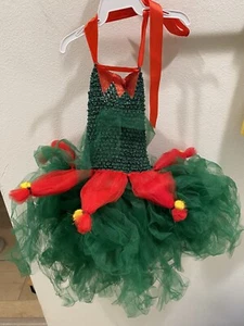 Christmas Elf Costume for Girls Sleeveless Tulle Tutu Dress Xmas holiday party - Picture 1 of 2