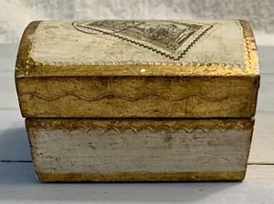 Caja de baratija dorada FLORENTINA ITALIANA tapa con bisagras cofre del tesoro Florentia #3073 - Imagen 1 de 10
