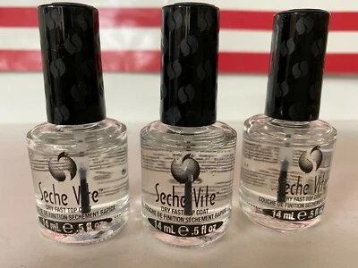 Pack Of 3 Seche Vite Dry Fast Top Coat Nail Polish 14Ml/0.5Oz❤️❤️❤️  BOXED❤️❤️❤️ - Изображение 1 из 3