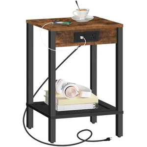 Side Table With Charging Station End Table With Usb Ports And Outlet Nightstand - Picture 1 of 9
