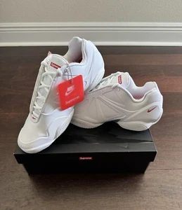 Nike Supreme x Air Zoom Courtposite Size 9.5 White/Red FB8934 100 DEAD STOCK - Picture 1 of 7