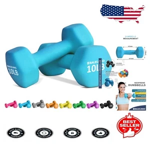 Versatile 10lb Neoprene Dumbbell Set - Hexagonal Hand Weights for Home Workouts - Picture 1 of 9