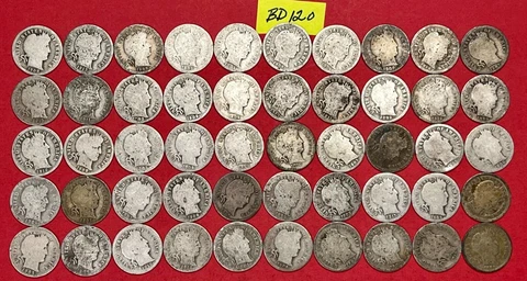 90% Silver Barber Dime Roll of 50 Silver Coins | 90% Silver Dime Roll | #BD120 Cover