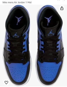 Nike Air Jordan 1 Mid Shoes "Royal Blue" Black White DQ8426-042 Men's Sizes 10.5 - Picture 1 of 7