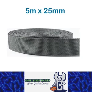 5m x 25mm Gray Nylon Webbing Strap Safety Belt Knapsack Bag Leash DIY Crafting - Picture 1 of 8
