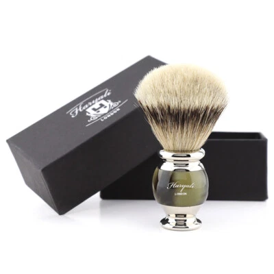 Uomo Super Badger Pennello da Barba Argento Punta per Sapone E Shave Crema - Immagine 1 di 2