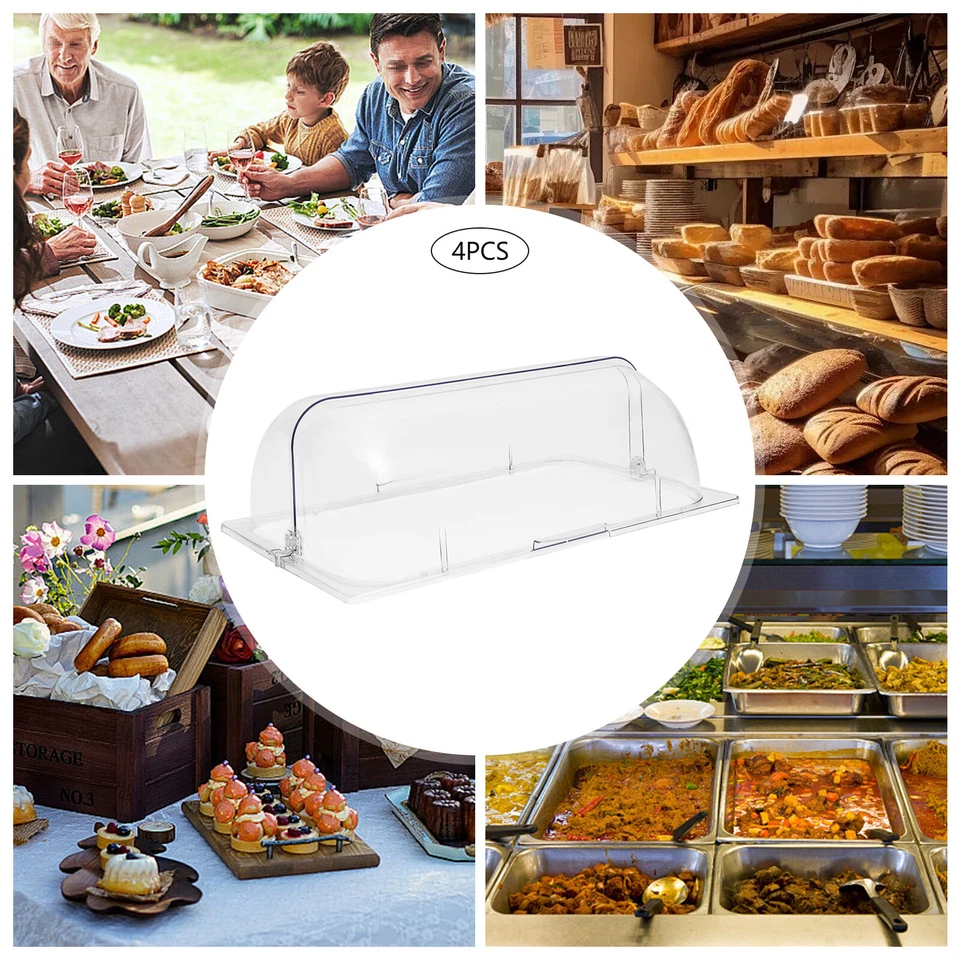 Cubiertas enrollables transparentes a prueba de exhibición de alimentos cubierta de alta transparencia para PC ejes abatibles Foto 1 de 4