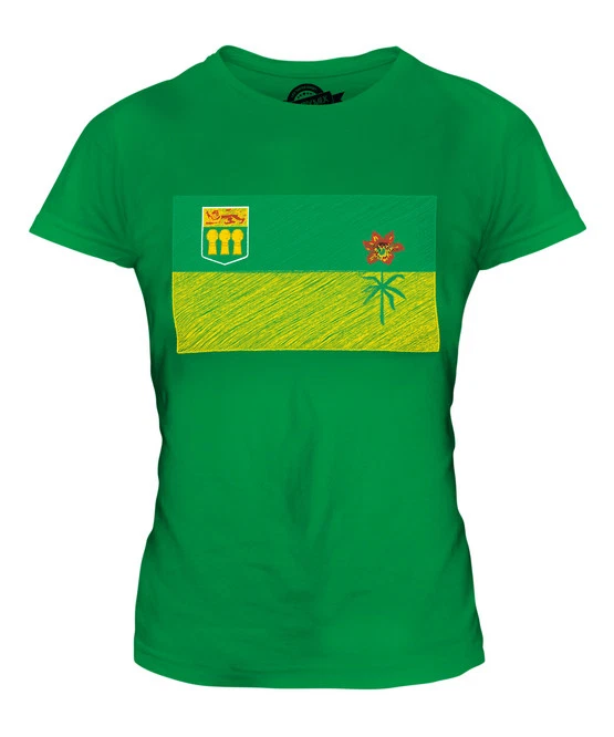 CAMISETA DE FUTBOL DE REGALO BANDERA DE GARABATO DEL ESTADO DE SASKATCHENWAN PARA DAMAS Foto 1 de 1