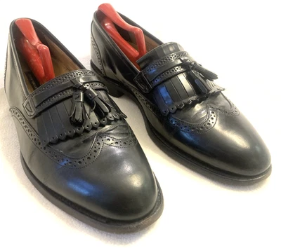 Mocasines Bostonian Crown Windsor, Talla 10.5 D/B, Negro Kiltie Borla Punta de Ala, Usados en Excelente Condición Foto 1 de 4