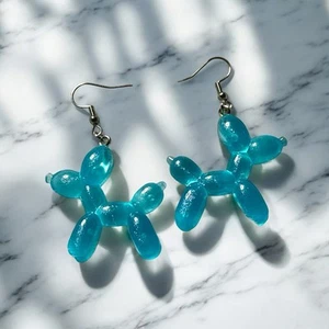 Fun Colorful Balloon Animal Earrings, Balloon Dog Dangle Earrings - Picture 1 of 1